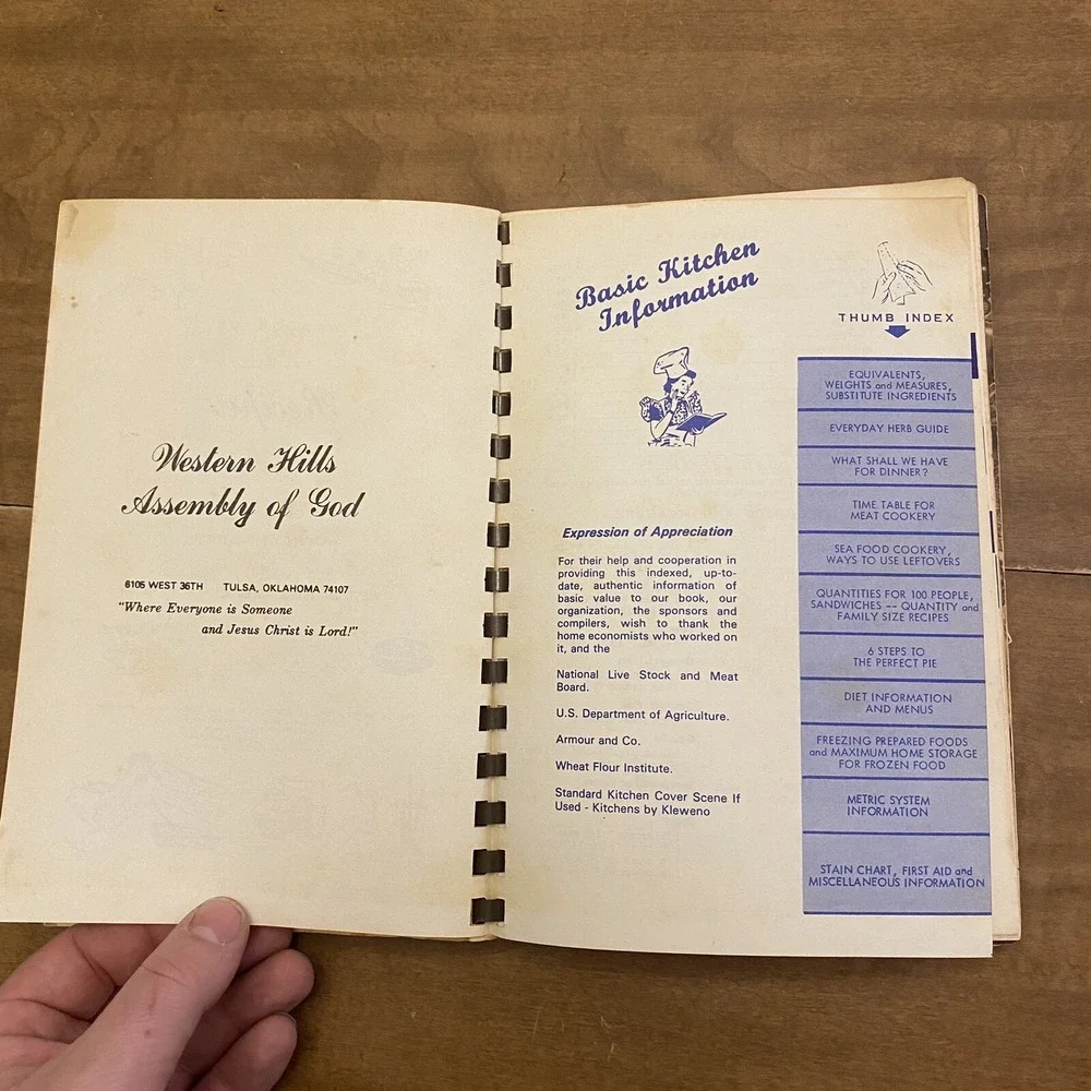 Western Hills Assembly Of God Tulsa Oklahoma Church Cookbook VTG Comb Local